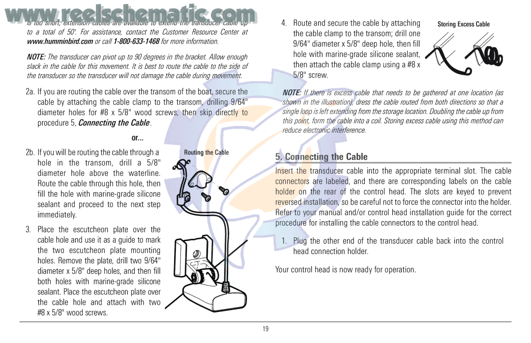 Humminbird 957C manual Connecting the Cable, Screw 