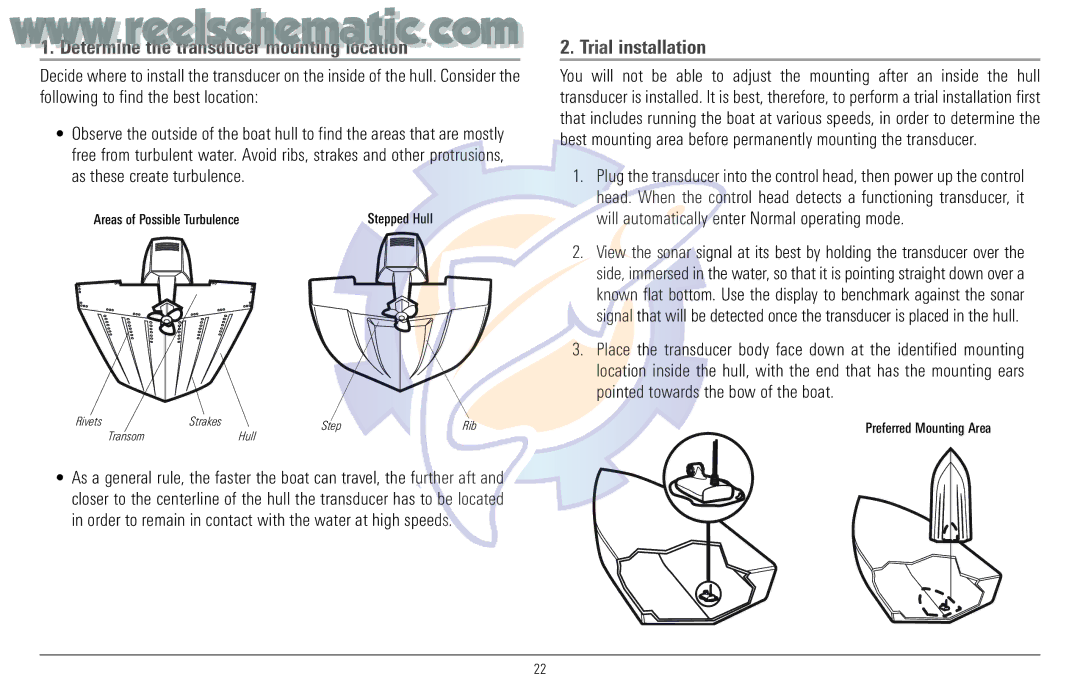 Humminbird 957C manual Trial installation, Determine the transducer mounting location 