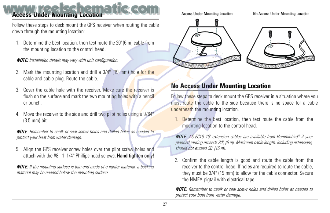 Humminbird 957C manual No Access Under Mounting Location 