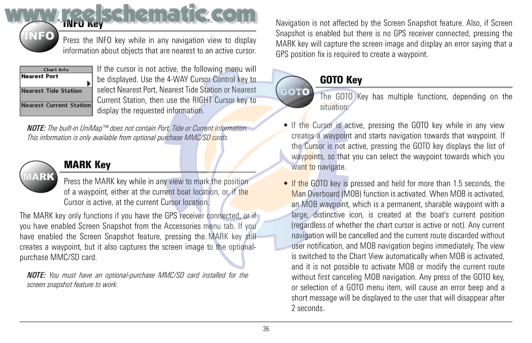 Humminbird 957C manual Info Key, Mark Key, Goto Key has multiple functions, depending on the situation 