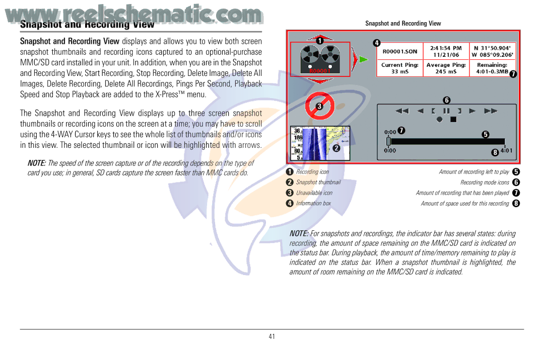 Humminbird 957C manual Snapshot and Recording View 