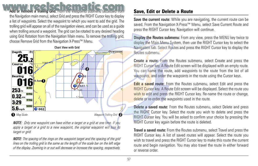 Humminbird 957C manual Save, Edit or Delete a Route 