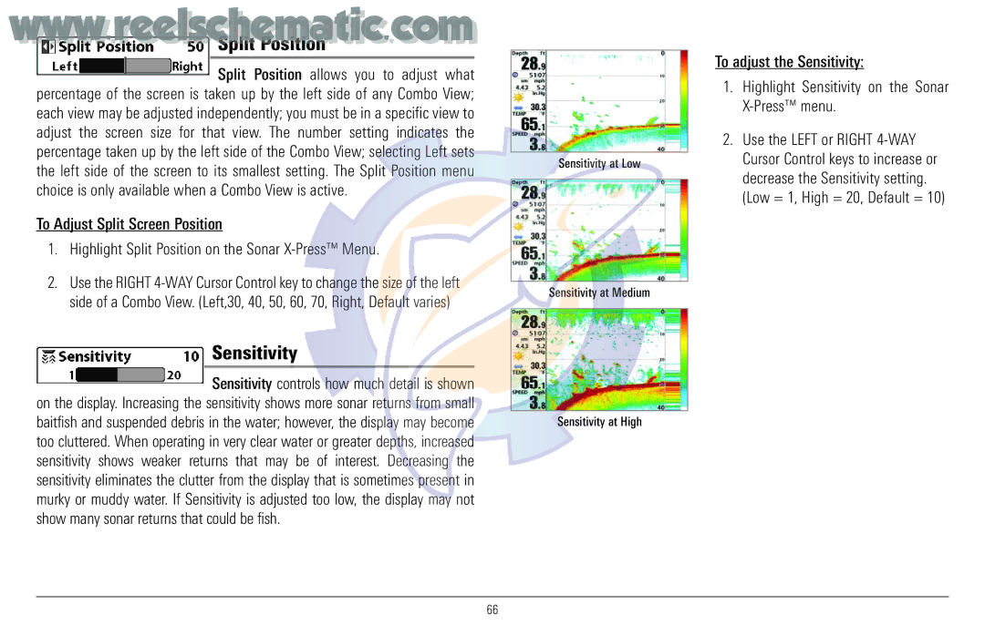 Humminbird 957C manual Split Position, Sensitivity 