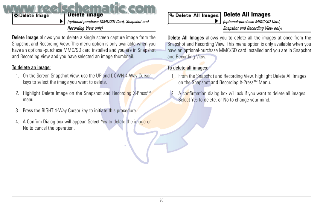 Humminbird 957C manual Delete Image, Delete All Images, To delete an image 