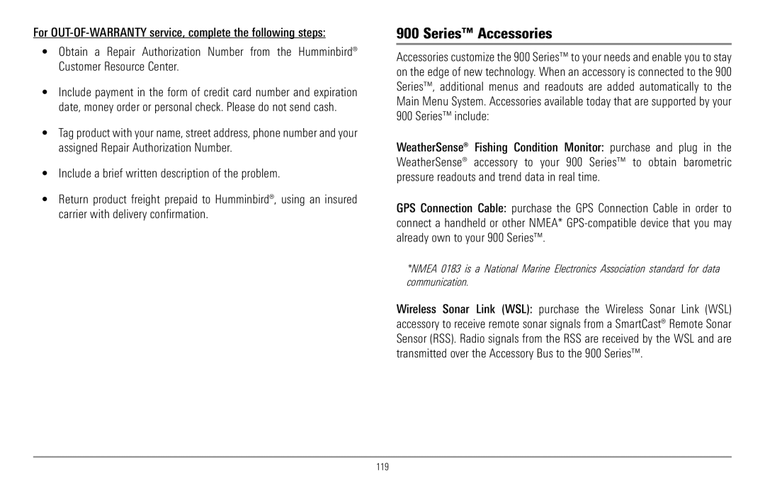 Humminbird 967C manual Series Accessories, Series include 