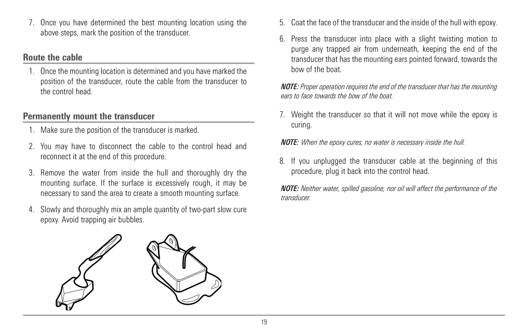 Humminbird 967C manual Route the cable, Permanently mount the transducer 