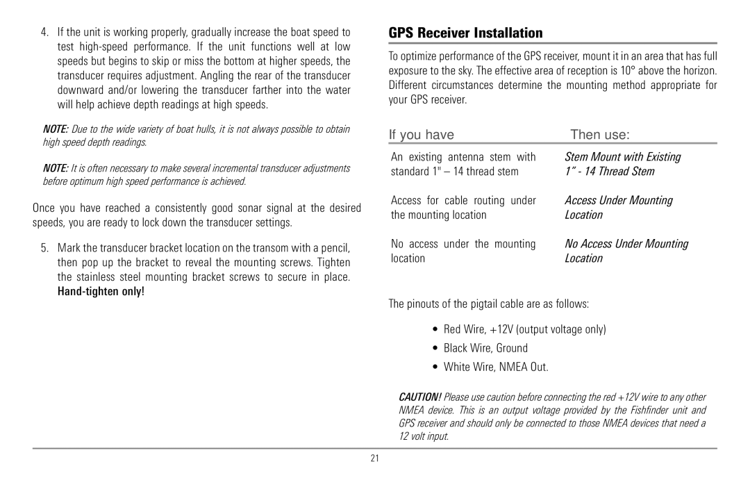 Humminbird 967C manual GPS Receiver Installation, If you have… Then use 