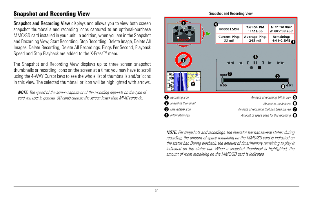 Humminbird 967C manual Snapshot and Recording View 