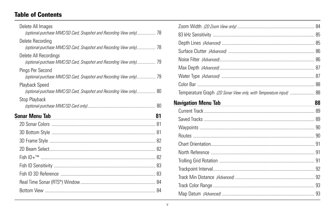 Humminbird 967C manual Sonar Menu Tab 