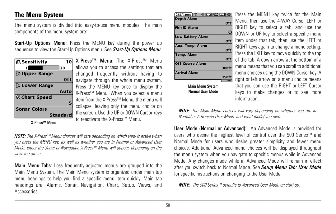 Humminbird 967C manual Menu System 