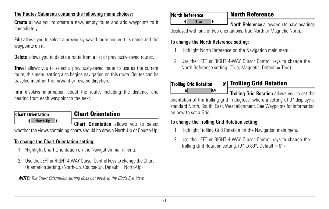 Humminbird 967C manual North Reference, Trolling Grid Rotation 