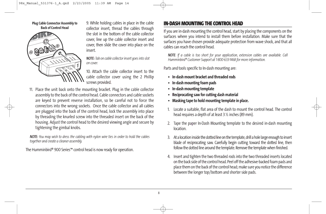 Humminbird 981 manual IN-DASH Mounting the Control Head, Parts and tools specific to In-dash mounting are 