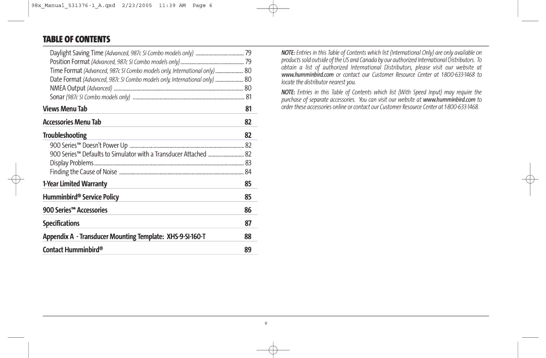 Humminbird 981 manual Views Menu Tab Accessories Menu Tab Troubleshooting, Contact Humminbird 