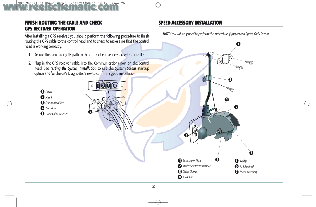 Humminbird 987C SI COMBO manual Finish Routing the Cable and Check GPS Receiver Operation, Speed Accessory Installation 