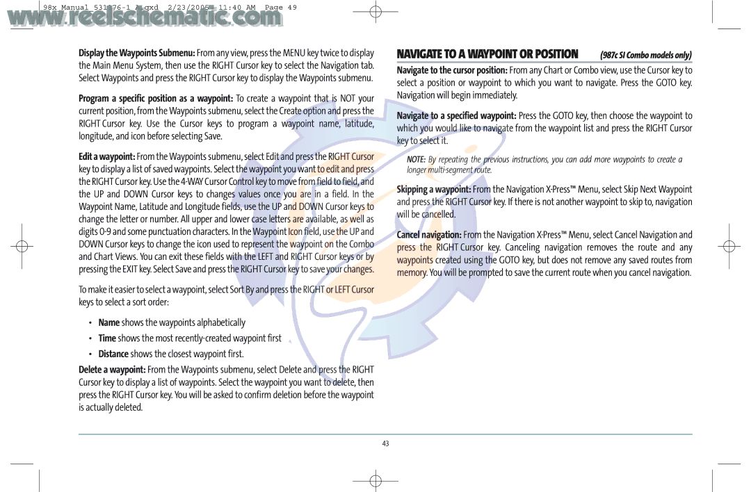 Humminbird 987C SI COMBO manual Navigate to a Waypoint or Position 