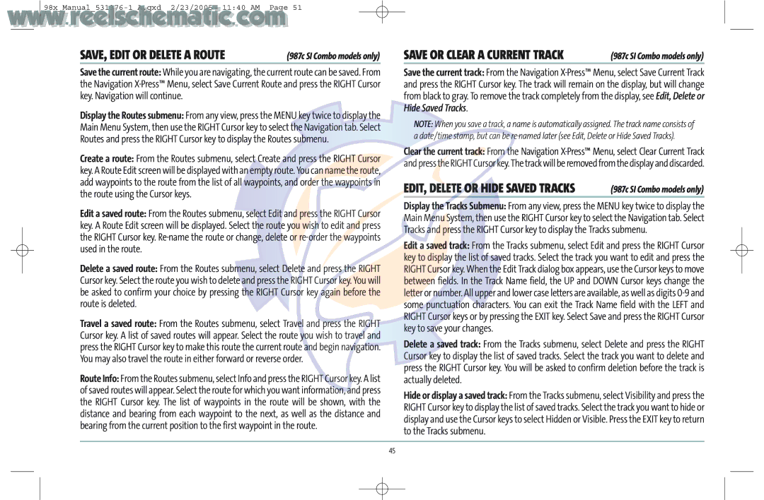 Humminbird 987C SI COMBO manual SAVE, Edit or Delete a Route 