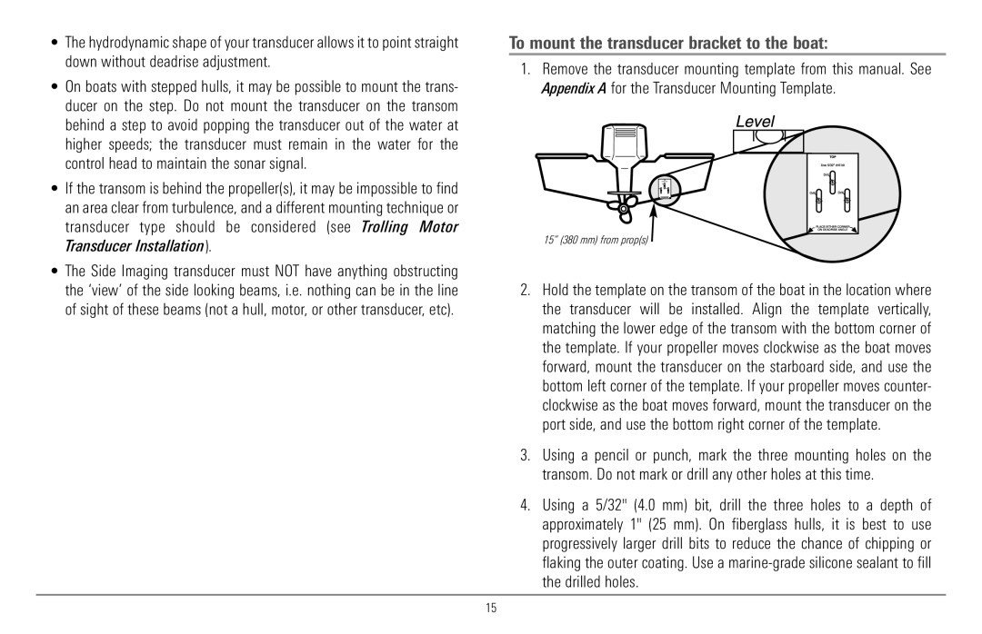 Humminbird 997c Combo, 900 Series manual To mount the transducer bracket to the boat 