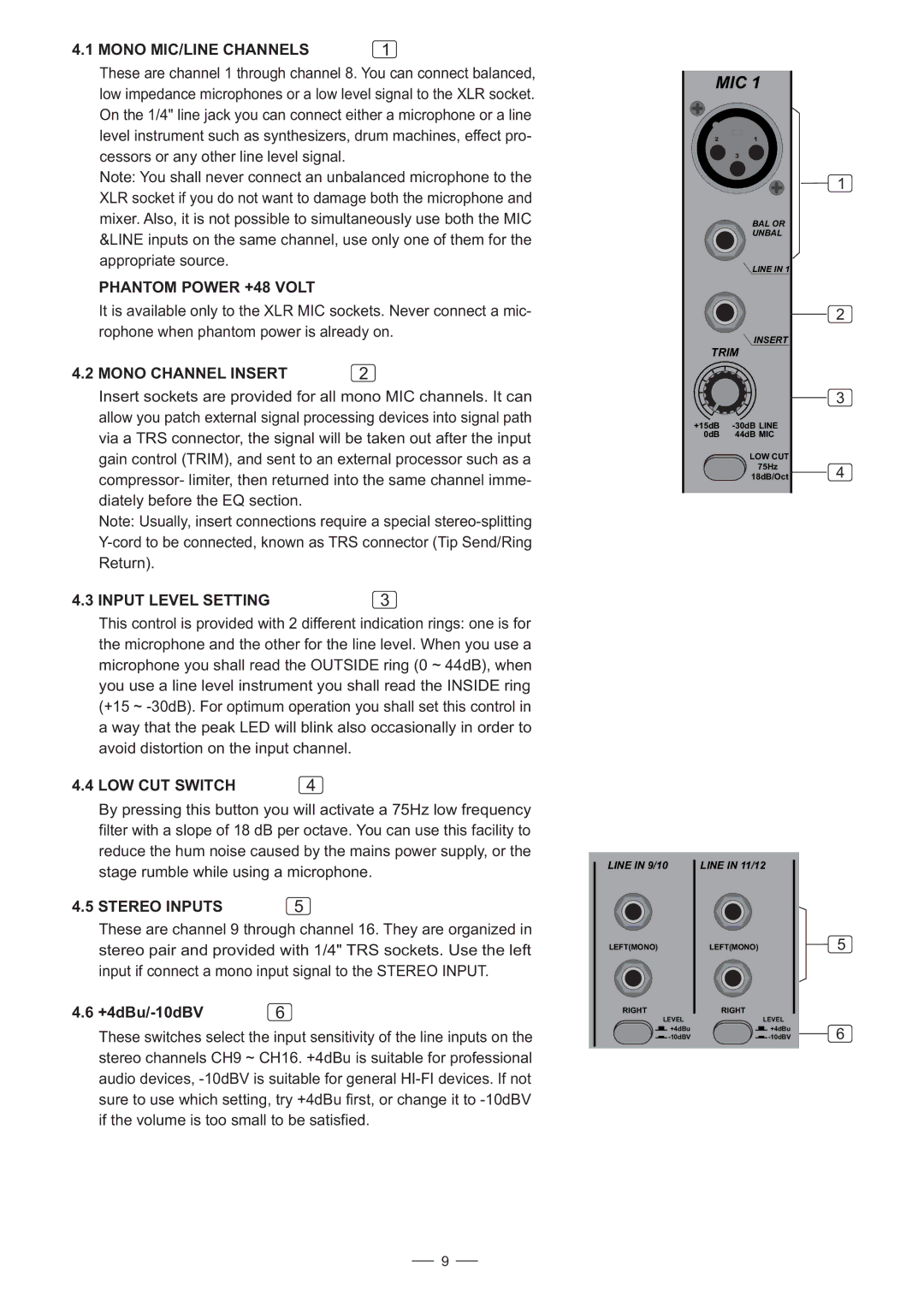 Humminbird AMX-220 Mono MIC/LINE Channels, Phantom Power +48 Volt, Mono Channel Insert, Input Level Setting, Stereo Inputs 