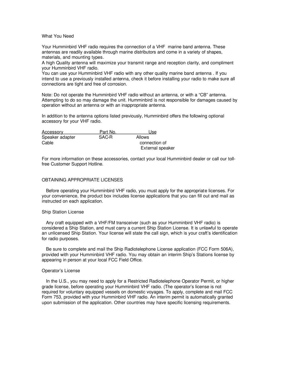 Humminbird DC 25 manual Sac-R, Obtaining Appropriate Licenses 