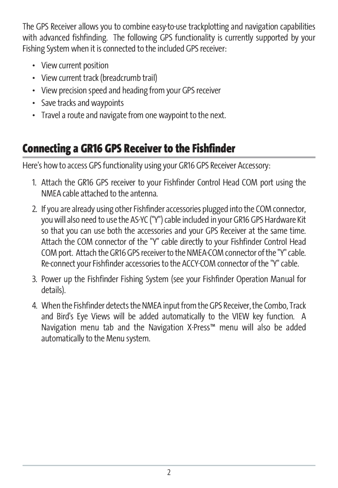 Humminbird manual Connecting a GR16 GPS Receiver to the Fishfinder 