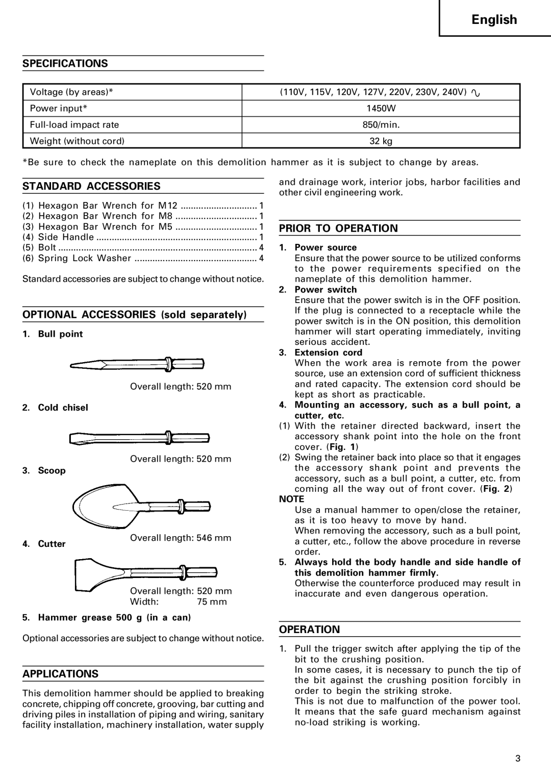 Humminbird H 90SB manual Specifications, Standard Accessories, Prior to Operation, Applications 