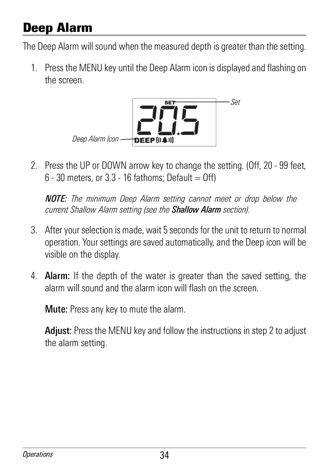 Humminbird HDR 650 manual Set Deep Alarm Icon 