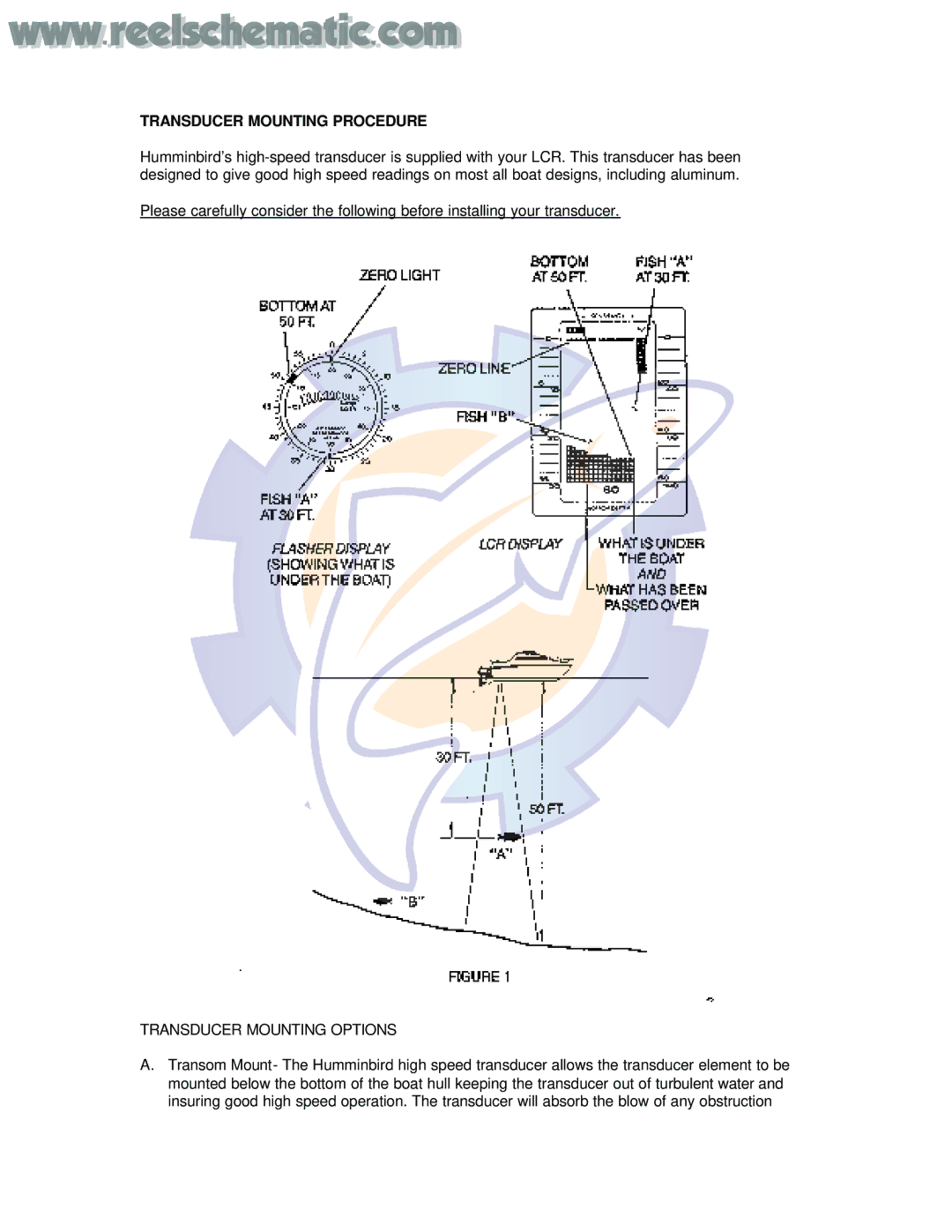 Humminbird HDR200 manual Transducer Mounting Procedure, Transducer Mounting Options 