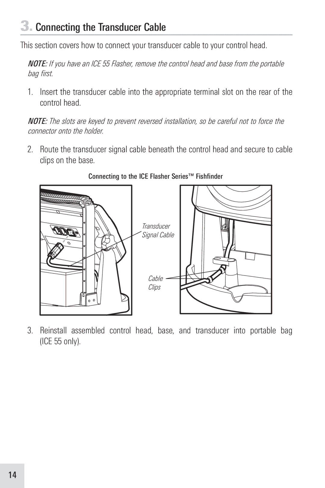 Humminbird ICE 55, ICE 45, ICE 35 manual Connecting the Transducer Cable 