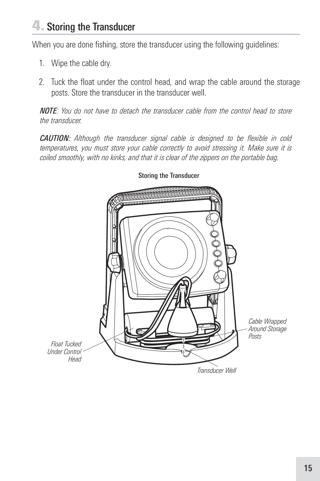 Humminbird ICE 45, ICE 55, ICE 35 manual Storing the Transducer 