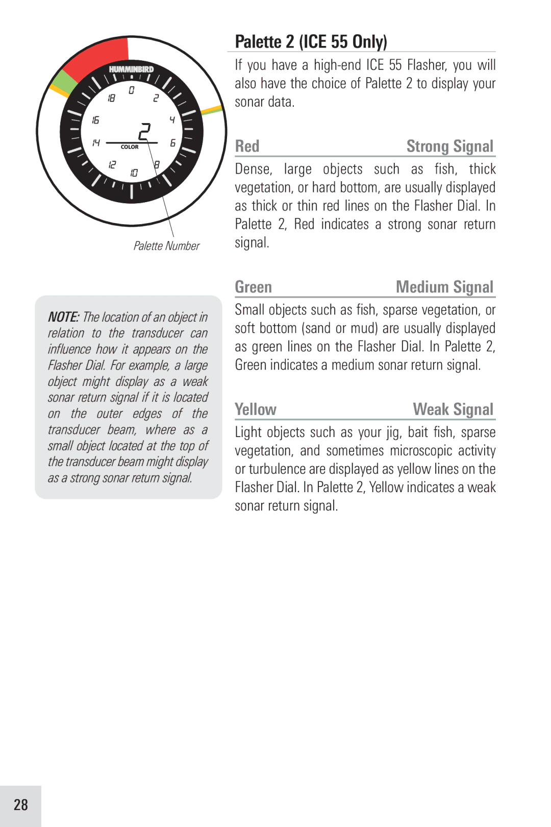 Humminbird ICE 35, ICE 45 manual Palette2 ICE 55 Only 
