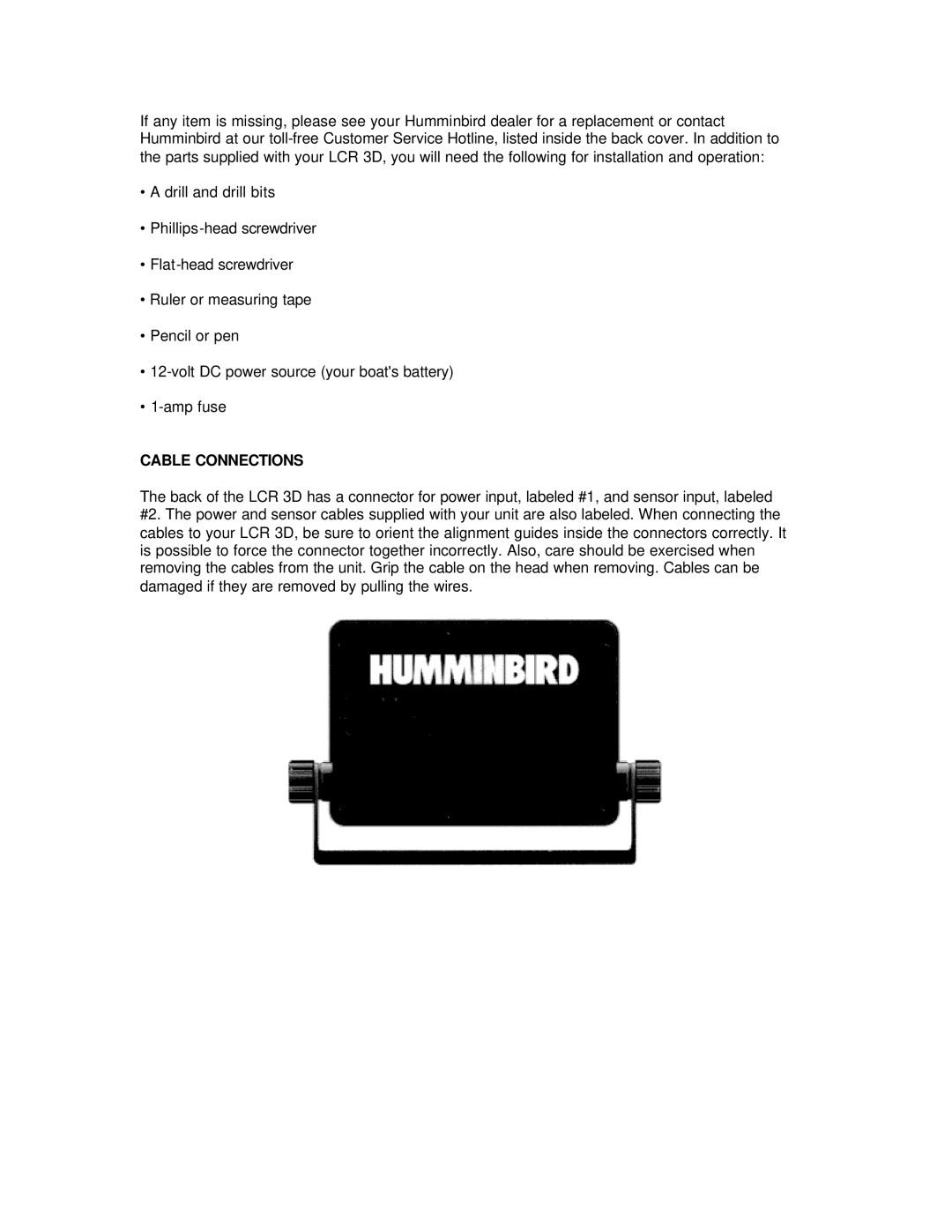 Humminbird LCR 3D manual Cable Connections 