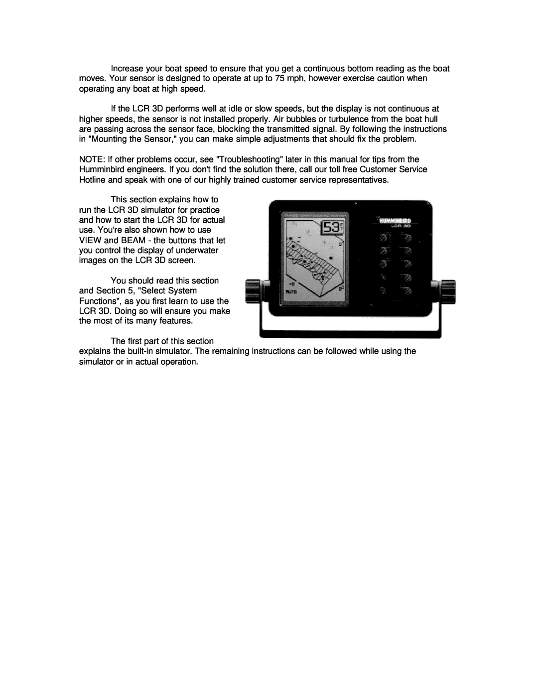 Humminbird LCR 3D manual The first part of this section 