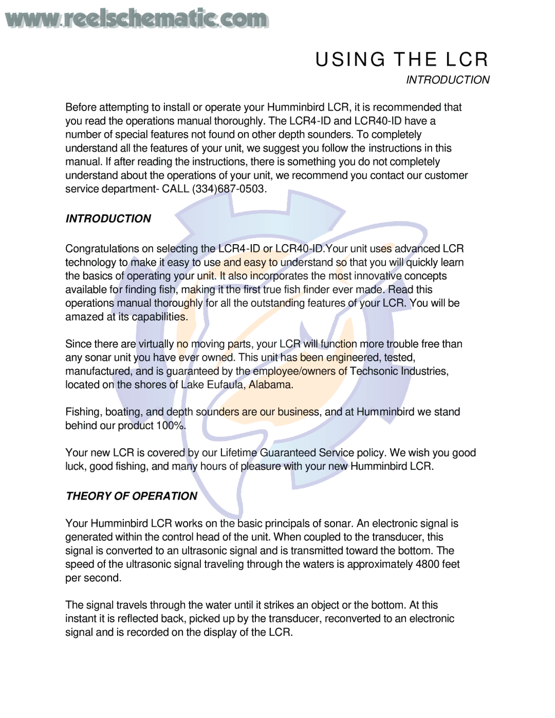 Humminbird LCR 40.ID manual Introduction, Theory of Operation 