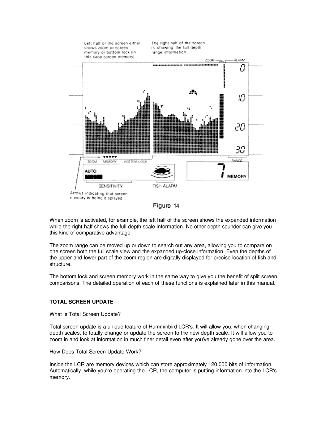 Humminbird LCR 8000D manual Total Screen Update 