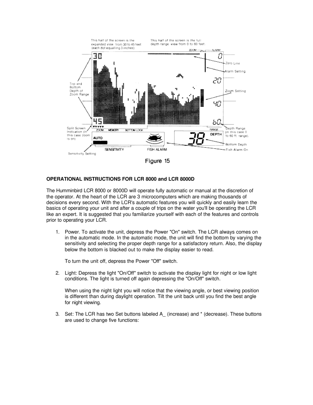 Humminbird manual Operational Instructions for LCR 8000 and LCR 8000D 