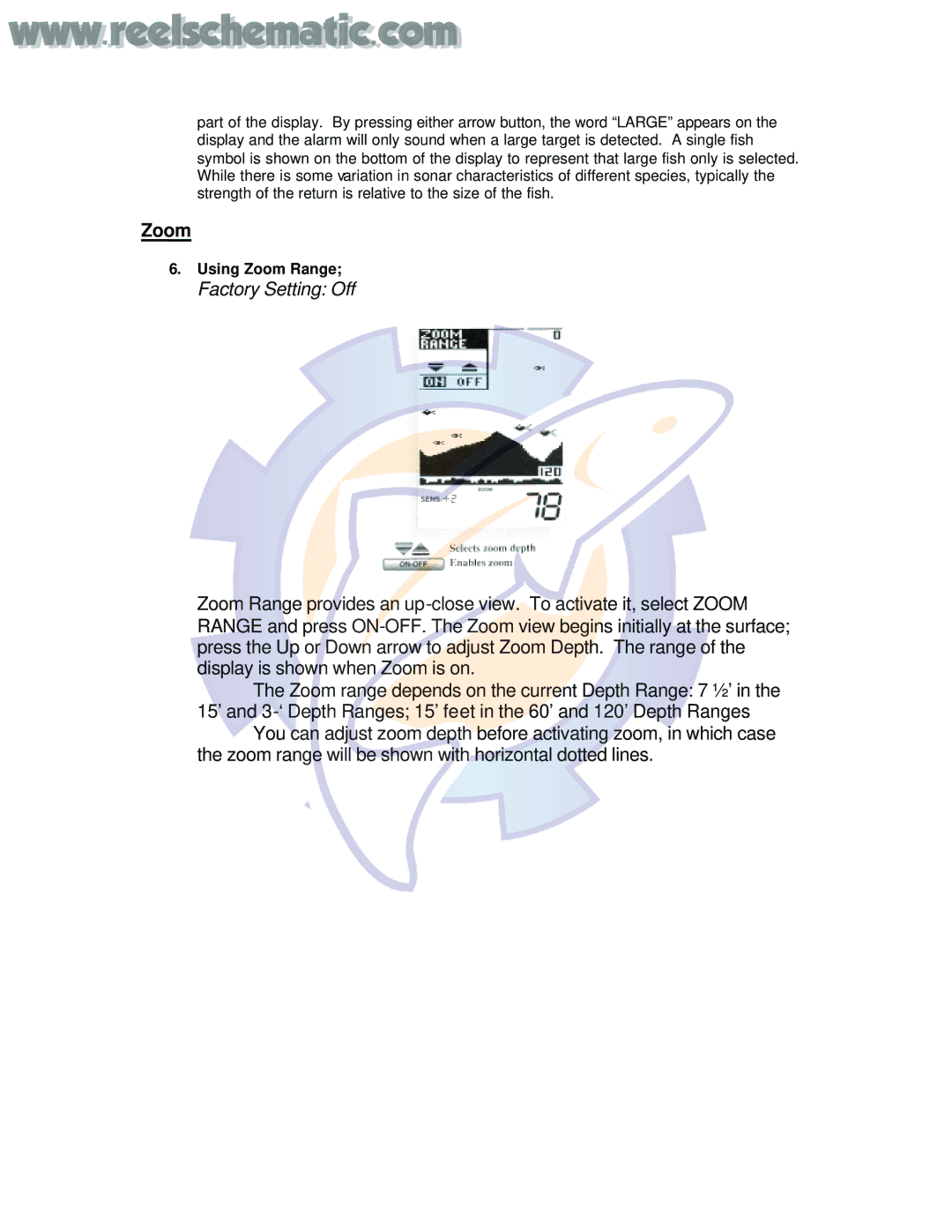 Humminbird LCR120 manual Zoom 