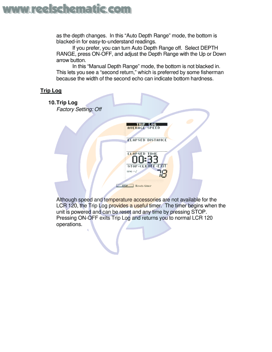 Humminbird LCR120 manual Trip Log 