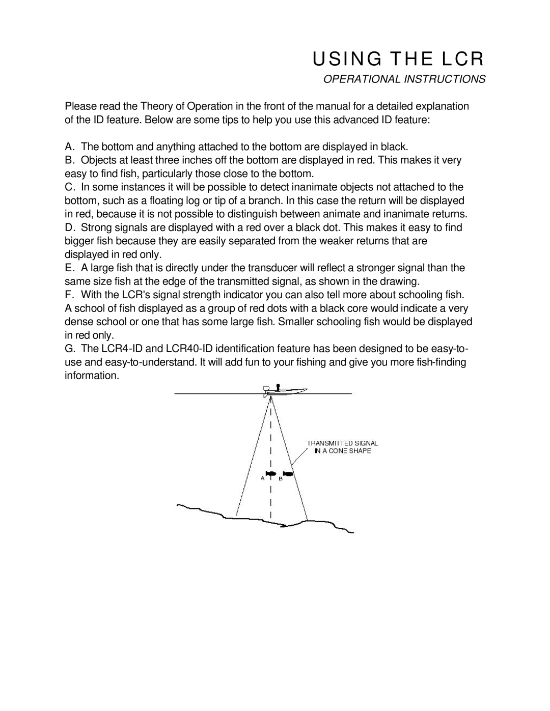 Humminbird LCR4 ID manual Using the LCR 