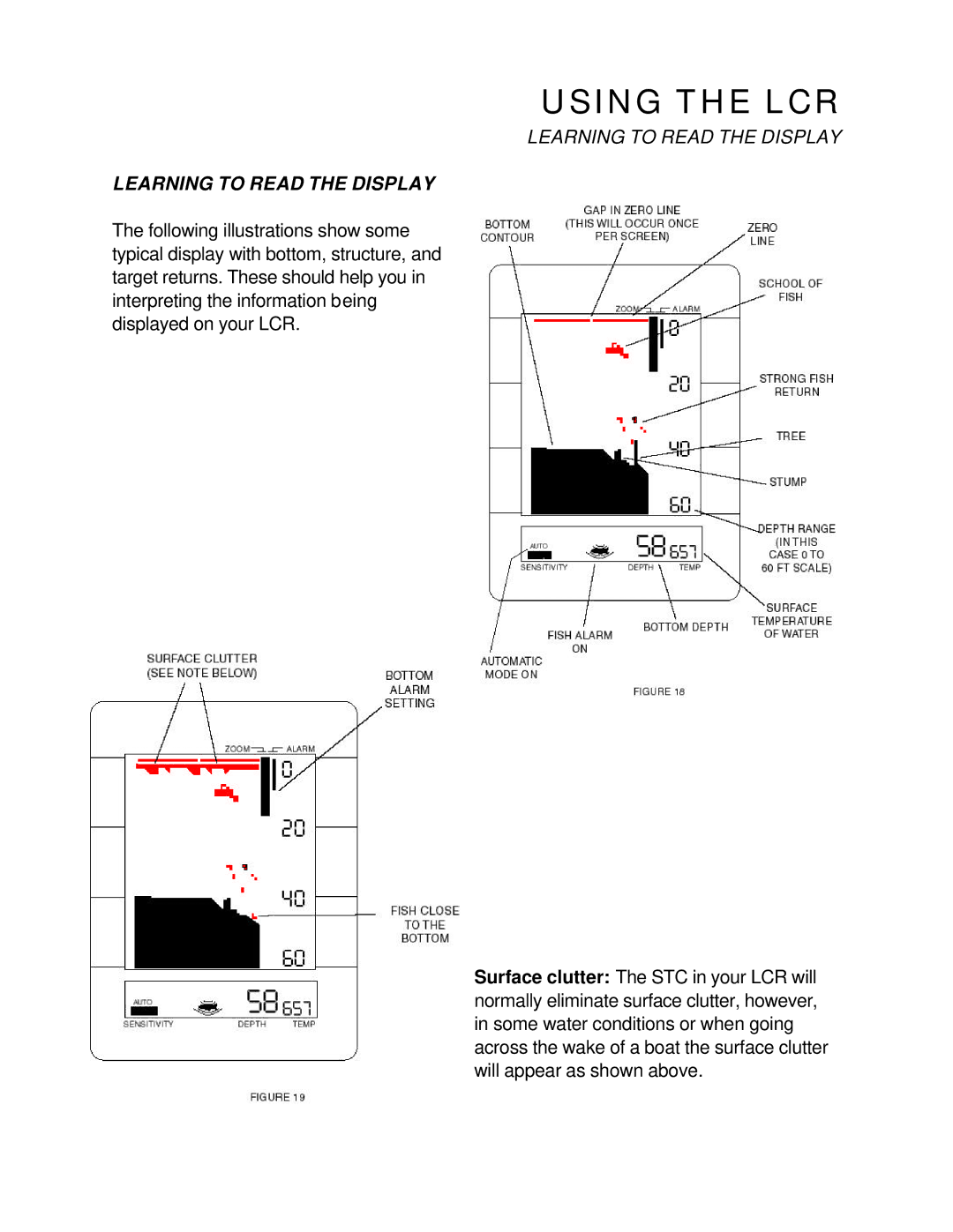 Humminbird LCR4 ID manual Learning to Read the Display 