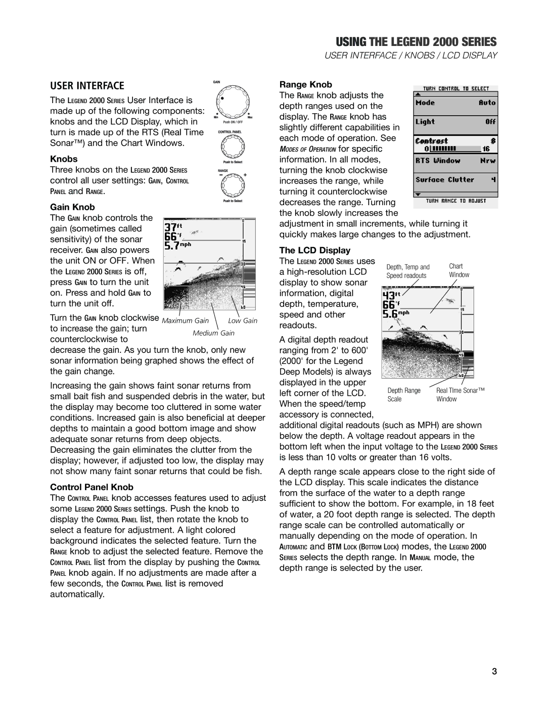 Humminbird Legend 2000 manual User Interface 