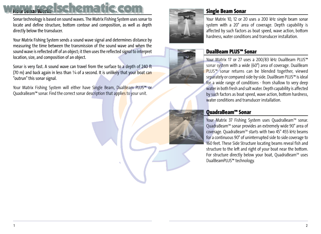 Humminbird Matrix 27, MATRIX 37, Matrix 20, MATRIX 12, MATRIX 17 Single Beam Sonar, DualBeam Plus Sonar, QuadraBeam Sonar 