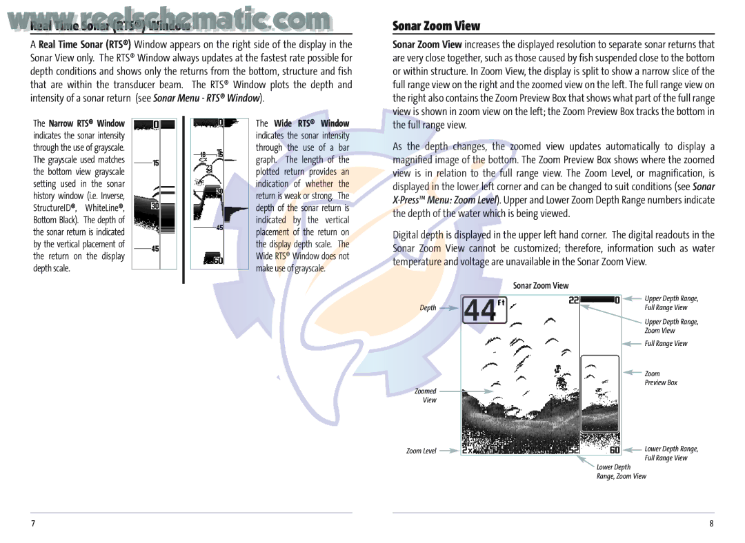 Humminbird MATRIX 12, MATRIX 37, Matrix 20, MATRIX 17, Matrix 27 manual Sonar Zoom View, Full range view 