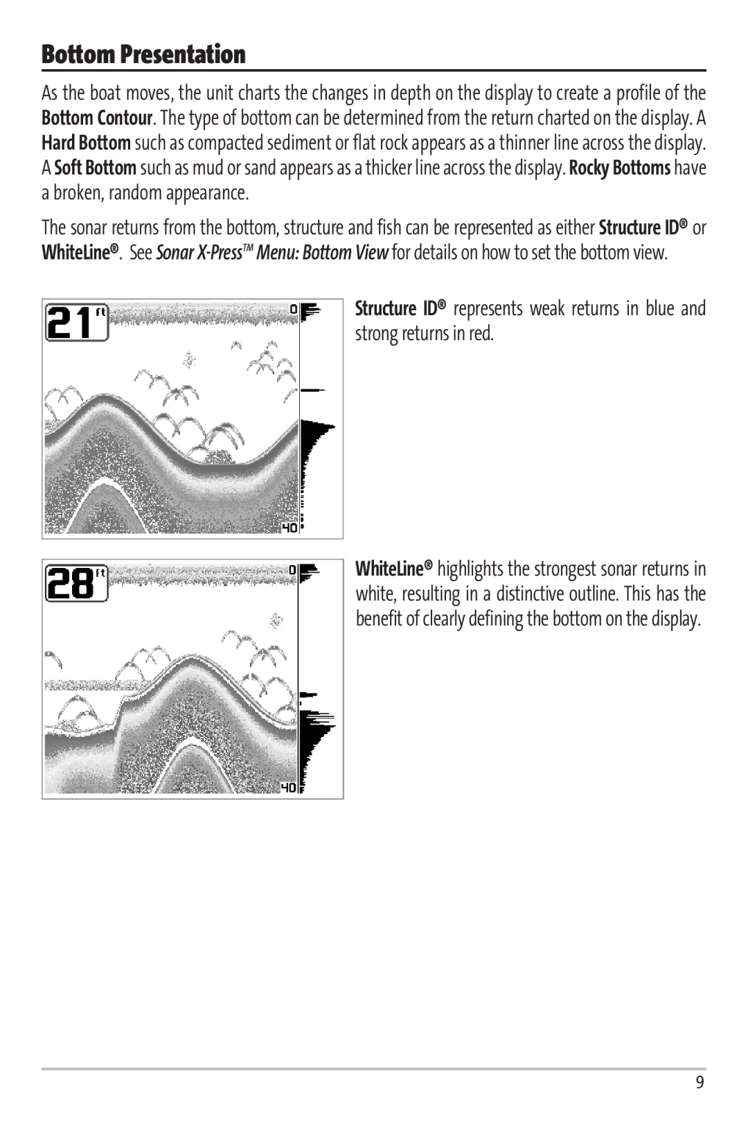 Humminbird Matrix 97 manual Bottom Presentation 