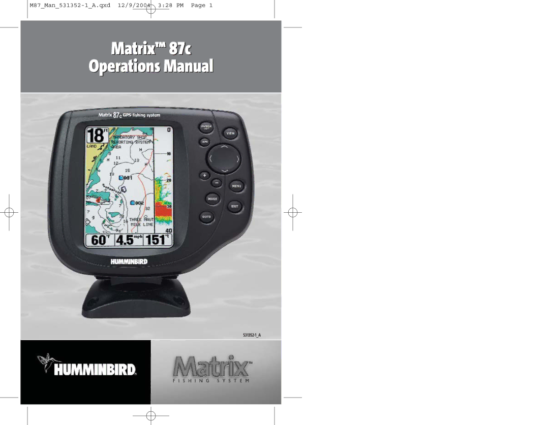 Humminbird Model Matrix 87 manual Matrix 87c Operations Manual 