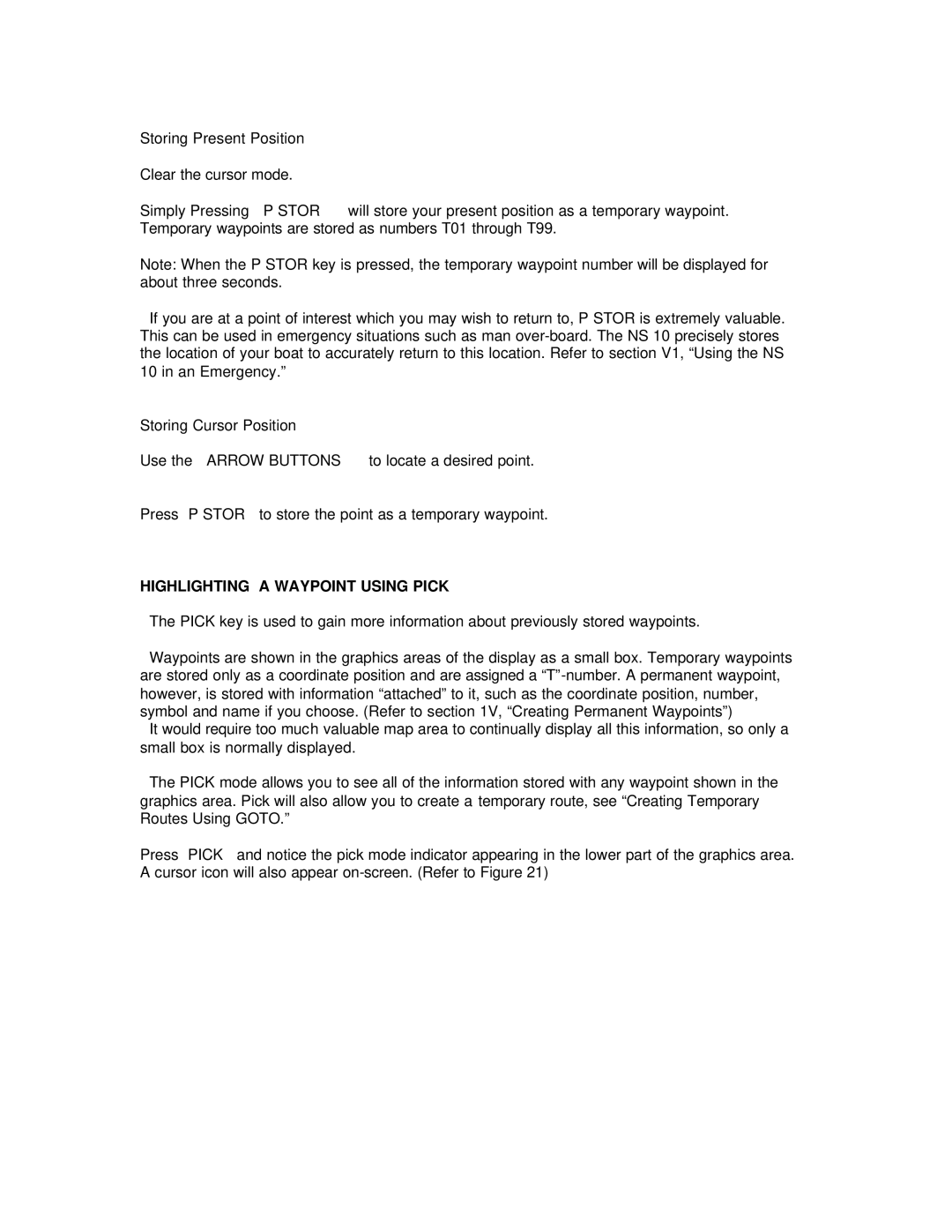 Humminbird NS 10 manual Highlighting a Waypoint Using Pick 