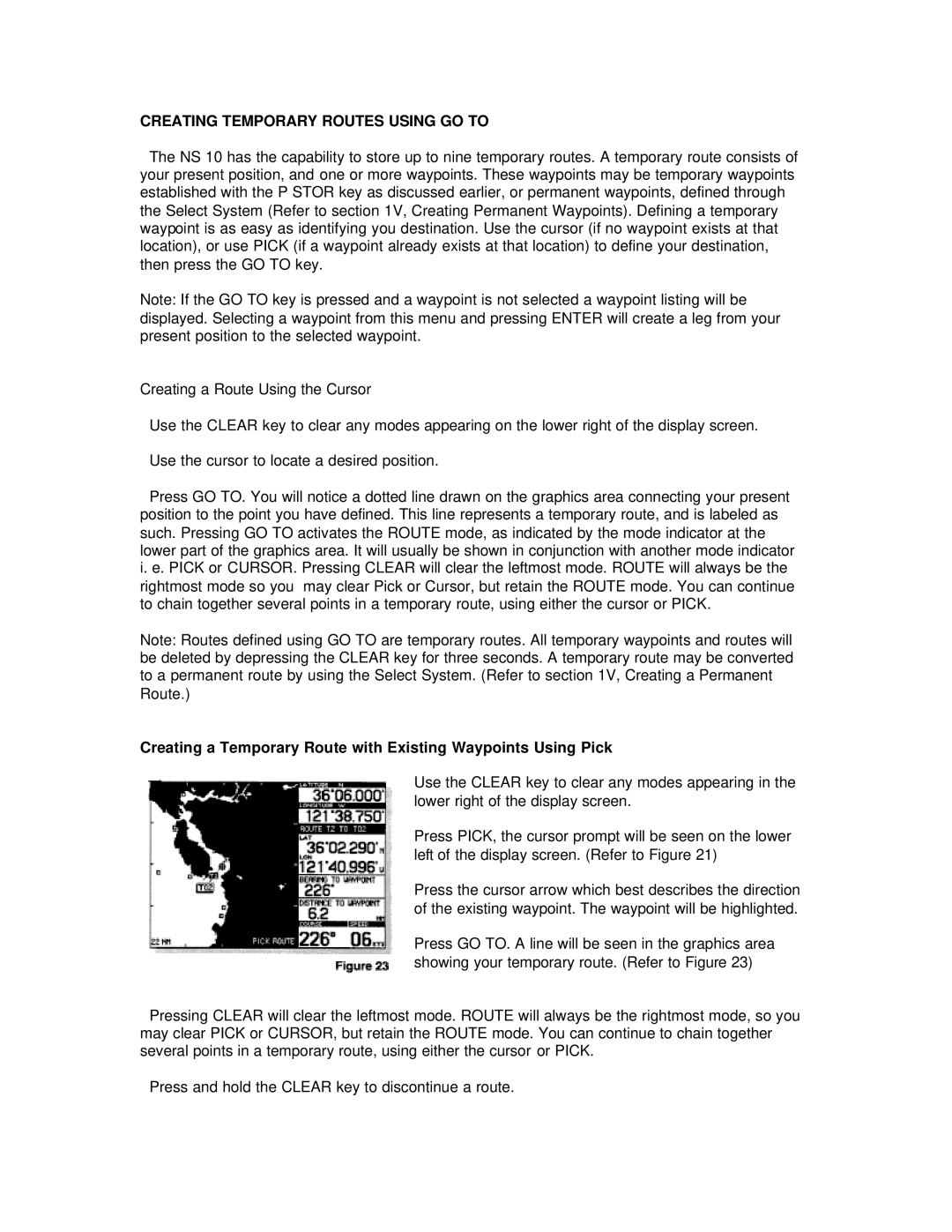 Humminbird NS 10 manual Creating Temporary Routes Using GO to 