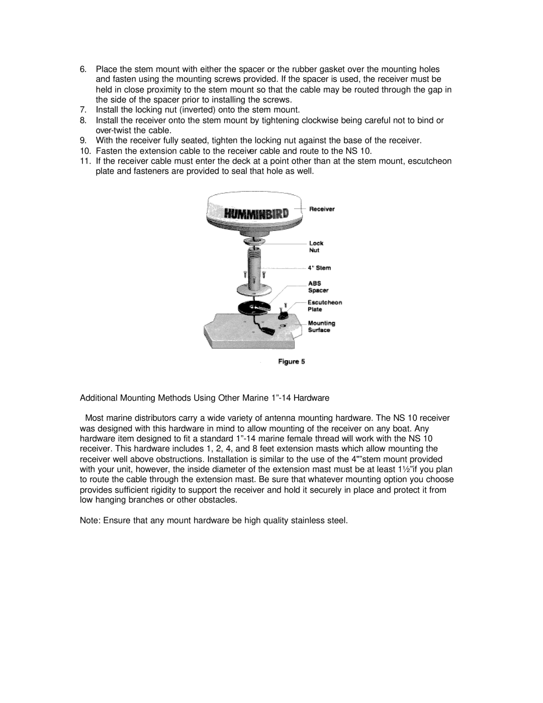 Humminbird NS 10 manual 