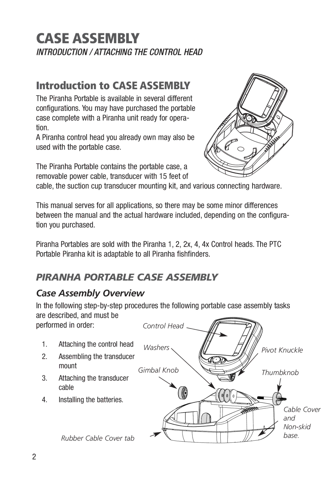 Humminbird manual Piranha Portable Case Assembly, Case Assembly Overview 