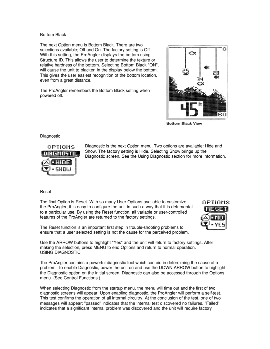 Humminbird ProAngler manual Using Diagnostic 