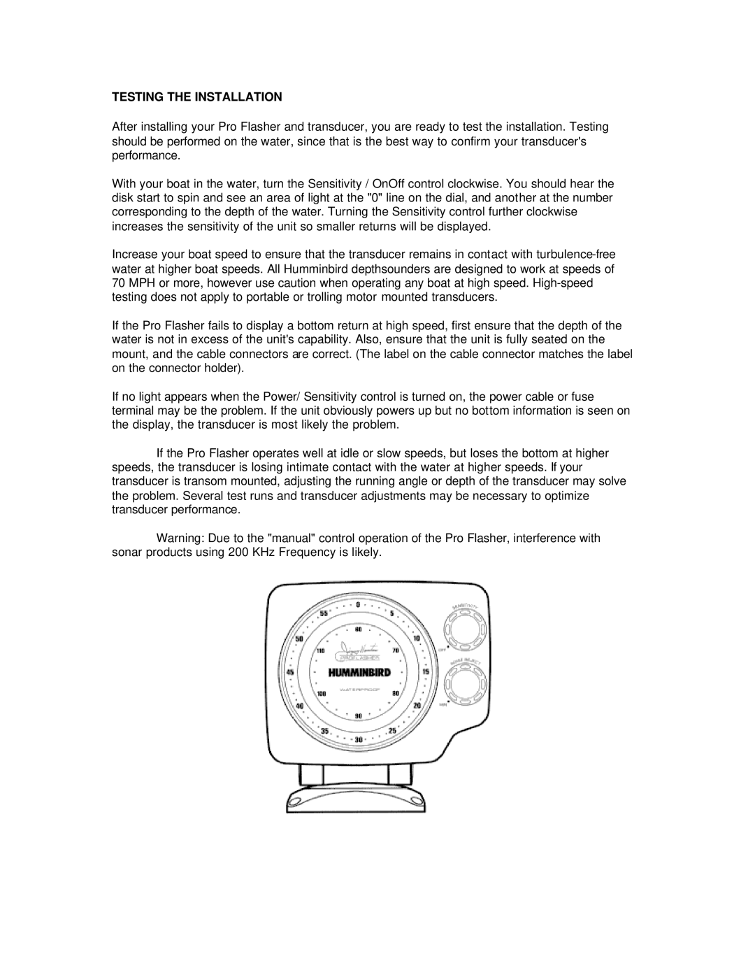 Humminbird ProFlasher manual Testing the Installation 